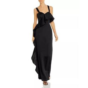 Keepsake The Label Size Large US 8 Lonely Together Ruffled Column Gown Black Max